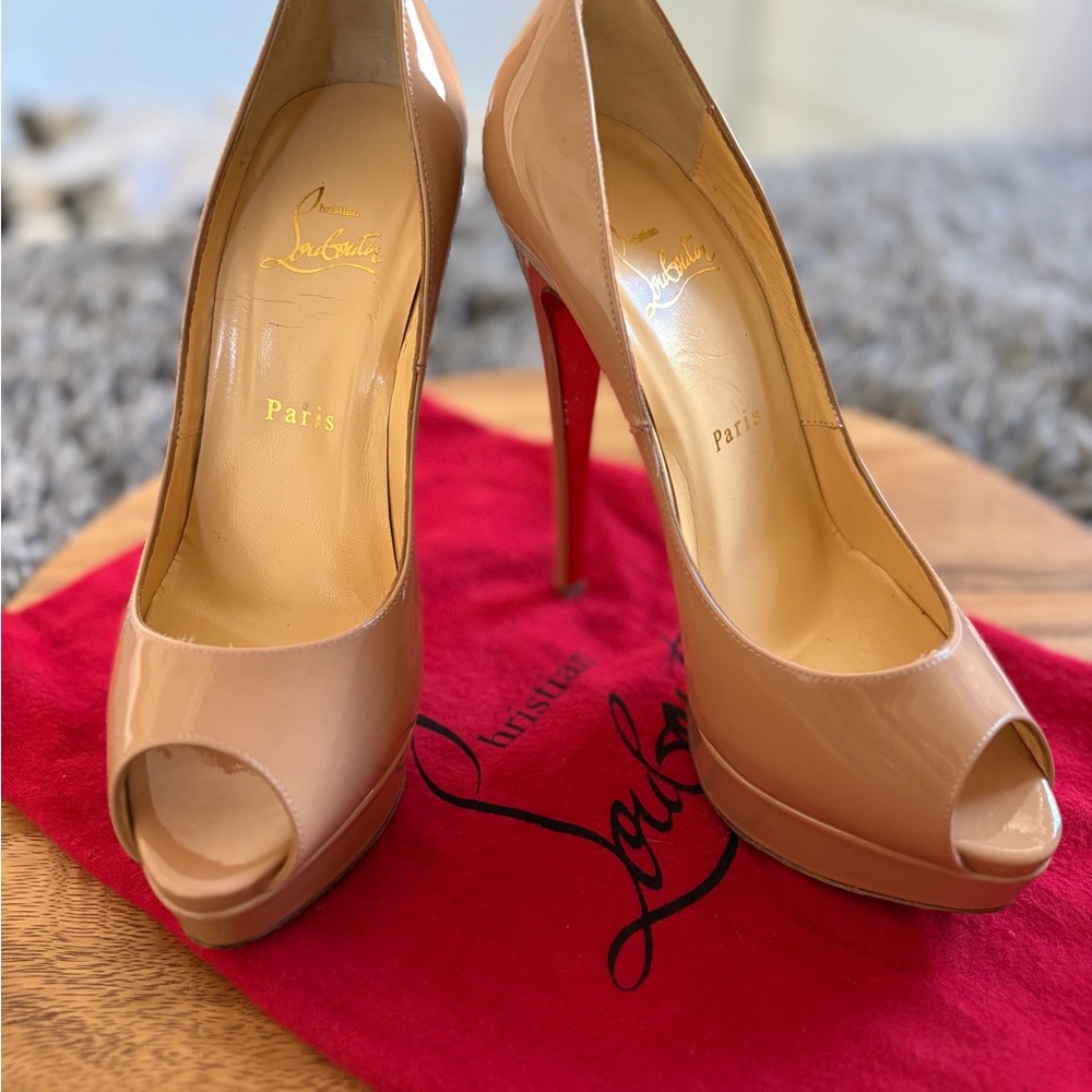 Christian Louboutin Beige Peep Toe Heels